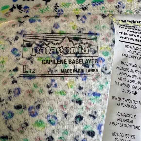 PATAGONIA Floral Capilene Midweight Bottom Girls L 12 NEW Base Layer Pants NWT - Picture 6 of 10